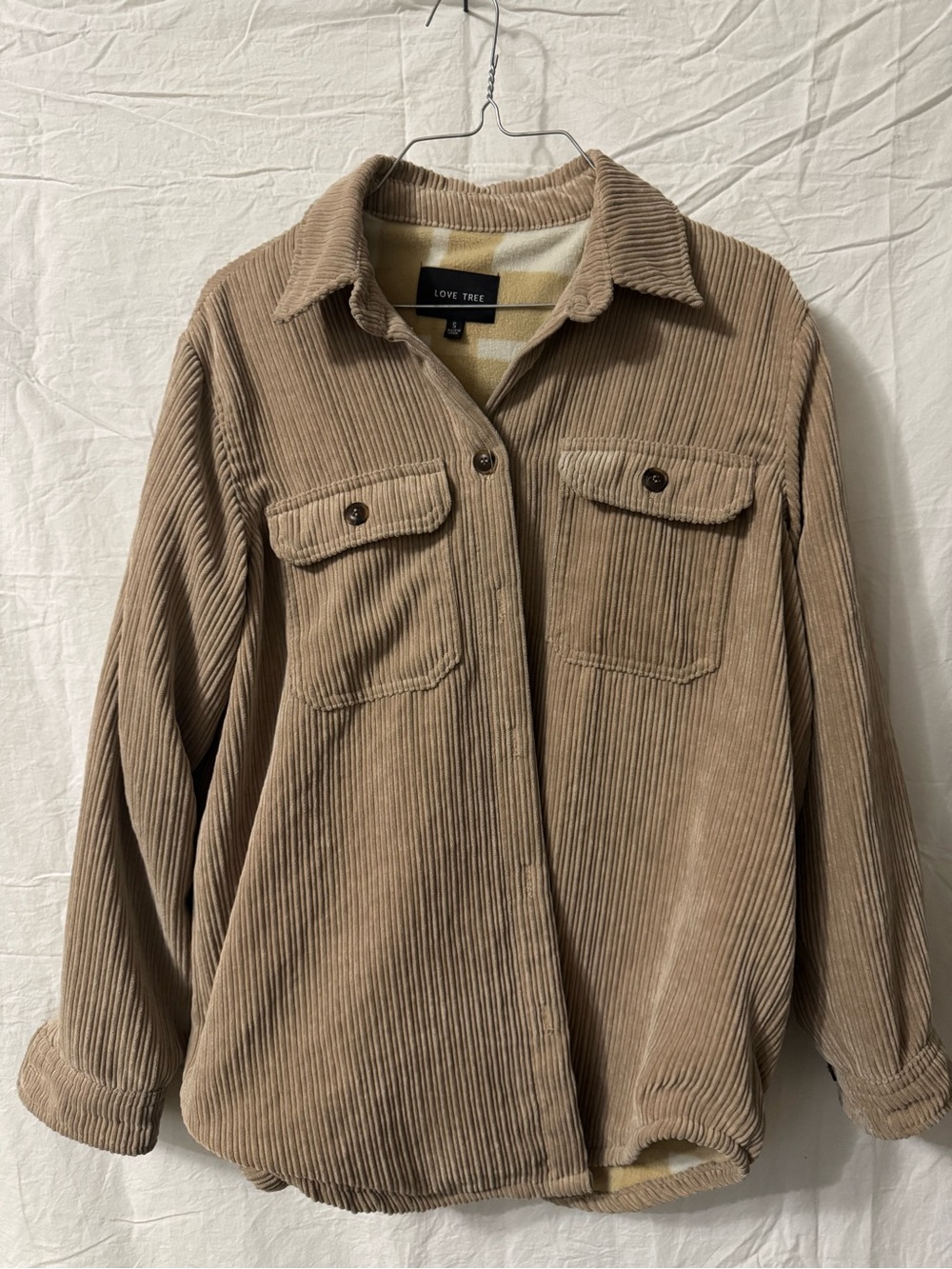 Love Tree Beige Corduroy Shacket Jacket
